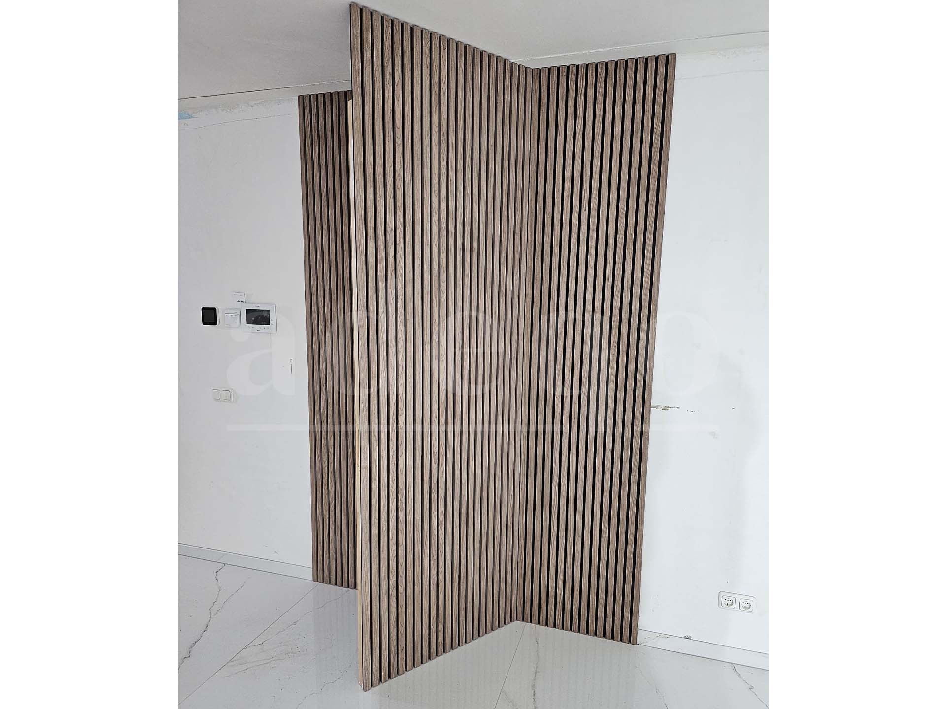 Adeqo Akupanel - Akoestische Wandpanelen - Licht Walnoot 260 x 60 cm - 3 zijdig