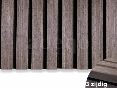 Adeqo Akupanel - Akoestische Wandpanelen - Donker Walnoot 260 x 60 cm - 3 zijdig