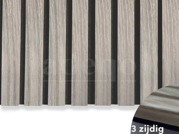 Adeqo Akupanel - Akustikpaneele - Graue Eiche 260 x 60 cm - 3-seitig