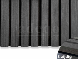 Adeqo Akupanel - Akoestische Wandpanelen - Zwart Eiken 300 x 60 cm - 3 zijdig