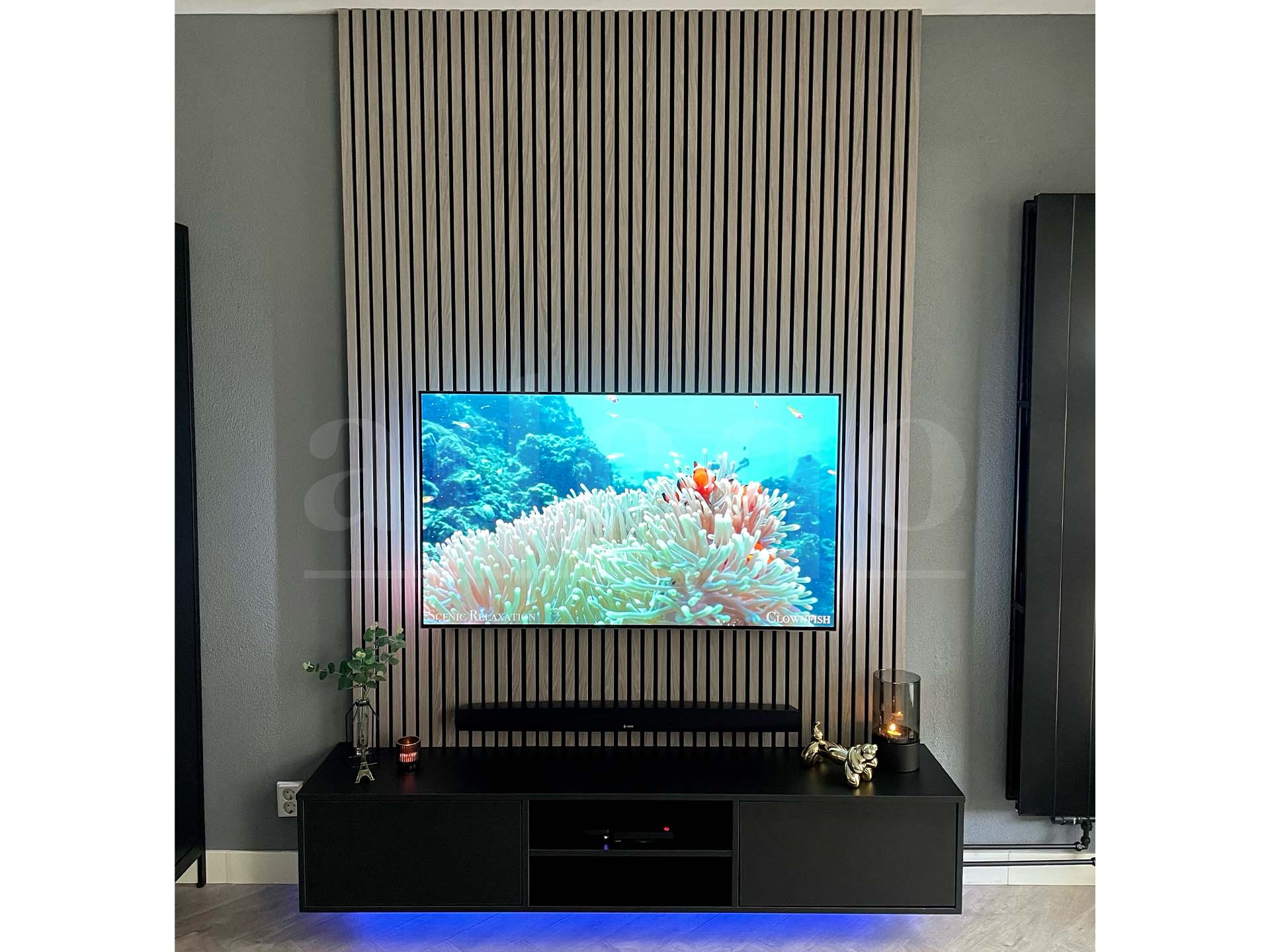 Adeqo Akupanel - Akoestische Wandpanelen - Grijs Eiken 260 x 60 cm - 3 zijdig