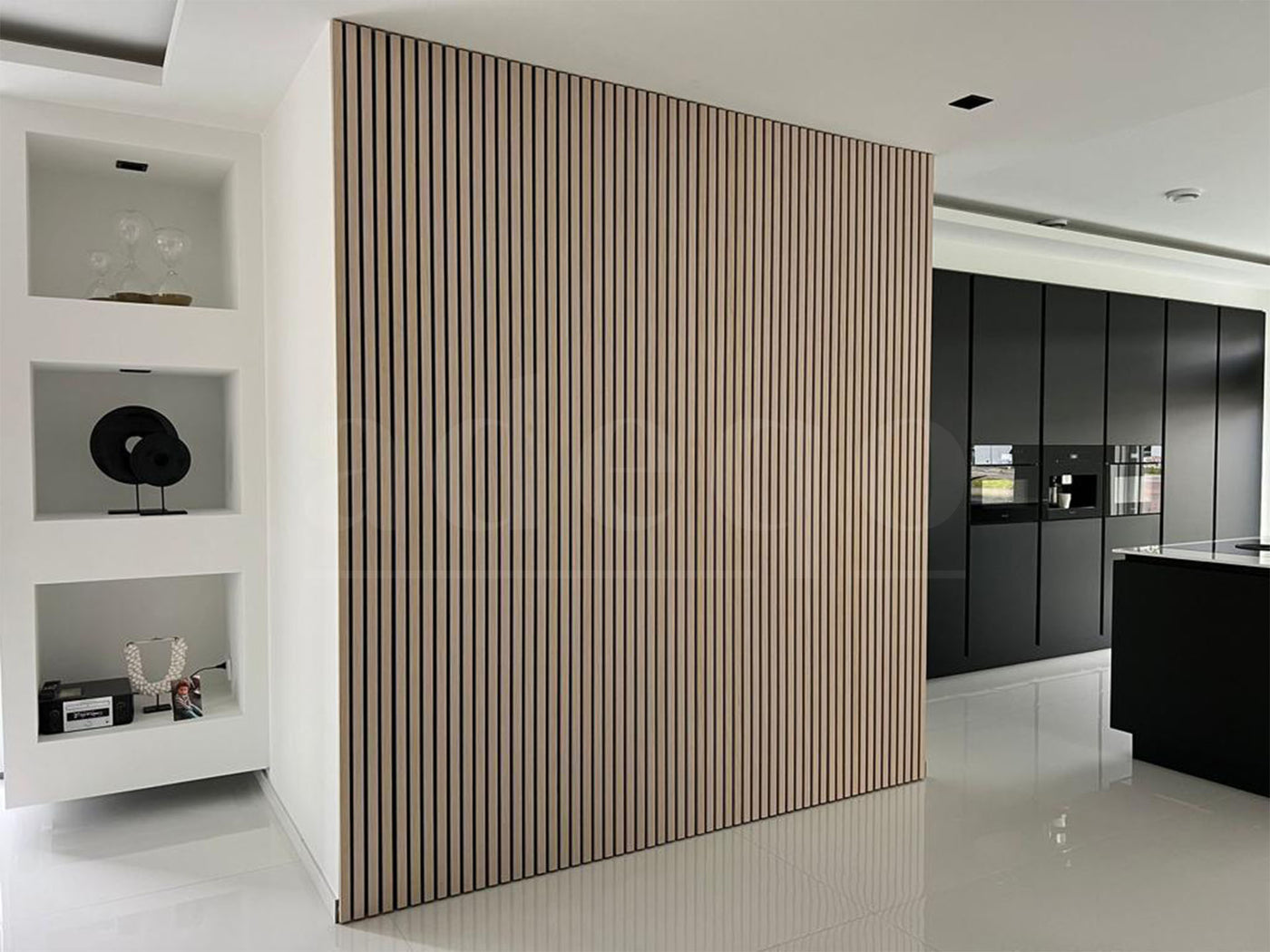 Adeqo Akupanel - Akoestische panelen - Wit Eiken 300 x 60 cm - 3 zijdig