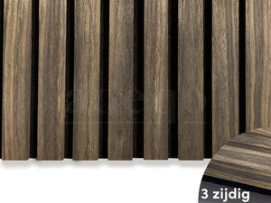 Adeqo Akupanel - Akoestische Wandpanelen - Gerookt Eiken 260 x 60 cm - 3 zijdig