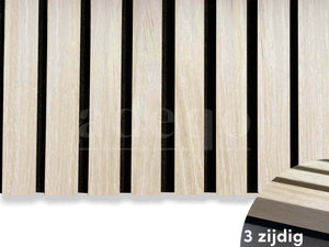 Adeqo Akupanel - Akoestische panelen - Wit Eiken 300 x 60 cm - 3 zijdig