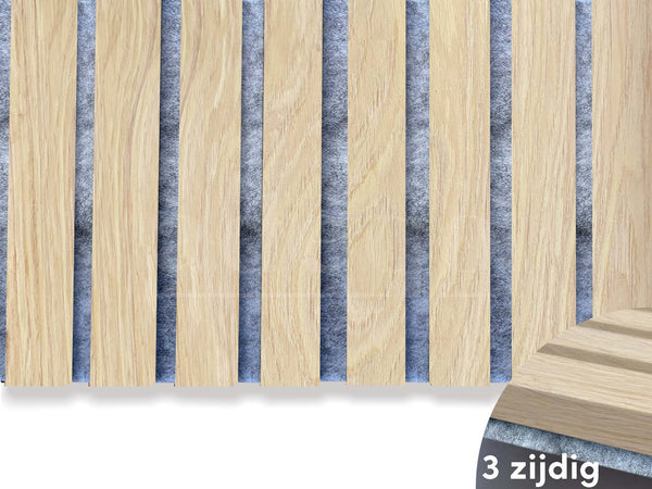 Adeqo Akupanel - Akustikpaneele - Natürliche Eiche (grauer Filz) 260 x 60 cm - 3-seitig