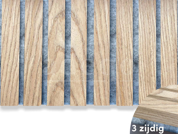 Adeqo Akupanel - Akustikpaneele - Rustikale Eiche (grauer Filz) 260 x 60 cm - 3-seitig