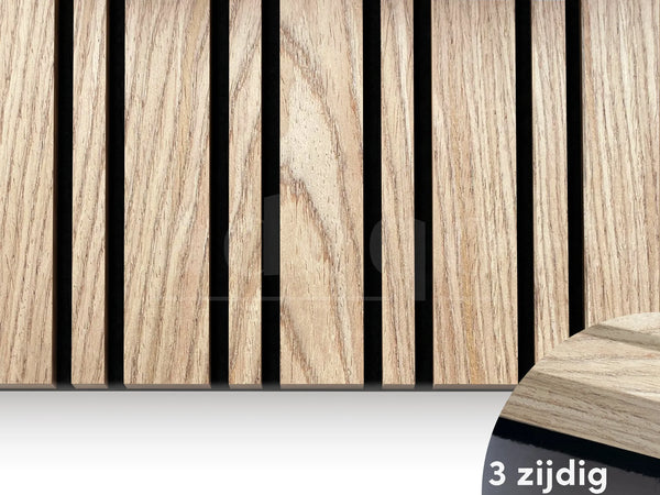 Adeqo Akupanel Wisselende lat - Rustiek Eiken hout 300 x 60 cm - 3 zijdig écht houtfineer - Akoestische Wandpanelen - afbeelding 2
