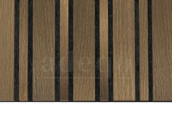 Adeqo Akupanel Wisselende lat WoodSkin - Gerookt Eiken Donker 300 x 60 cm - Akoestische Wandpanelen
