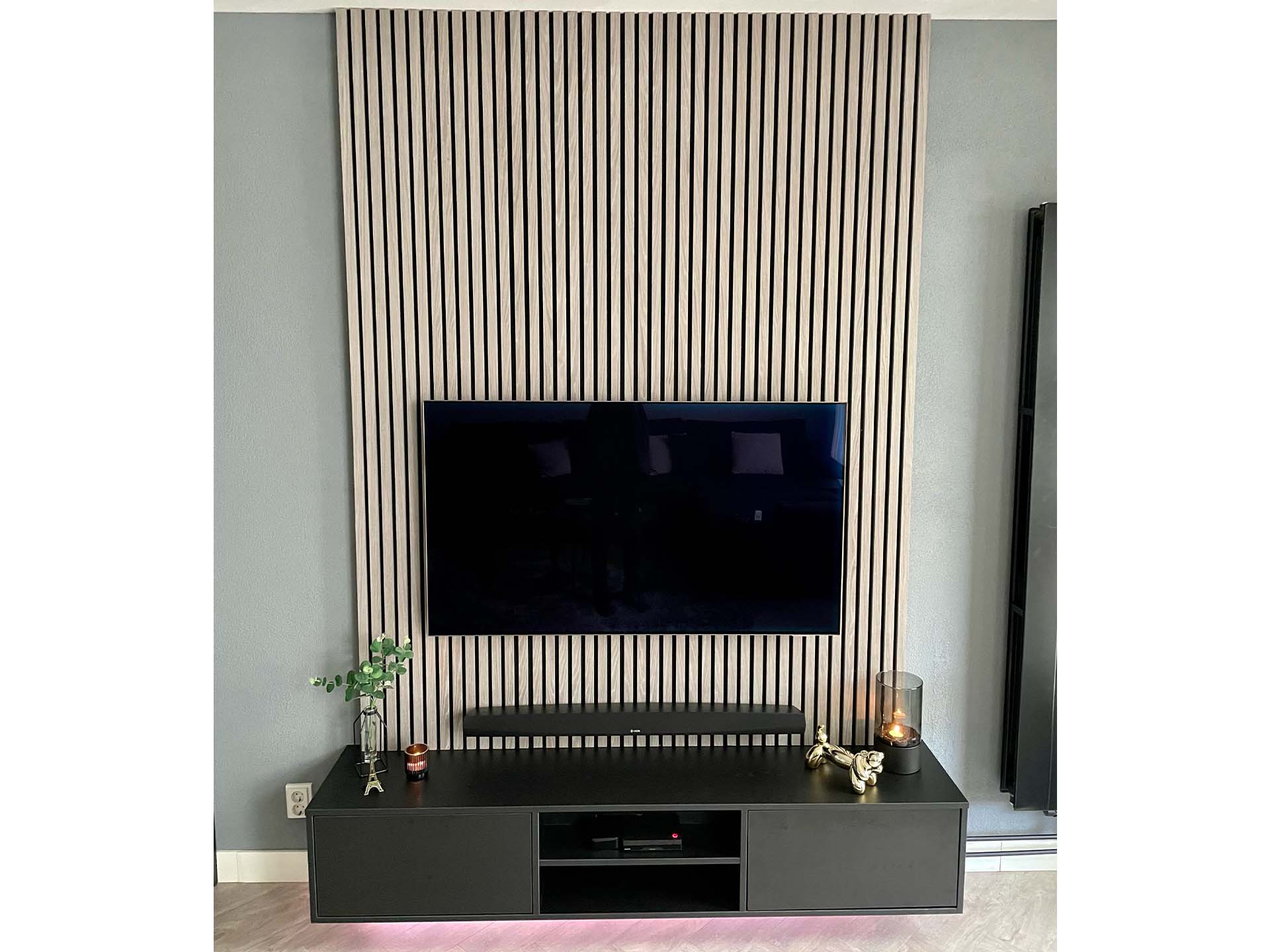 Adeqo Akupanel - Akoestische Wandpanelen - Grijs Eiken 260 x 60 cm - 3 zijdig