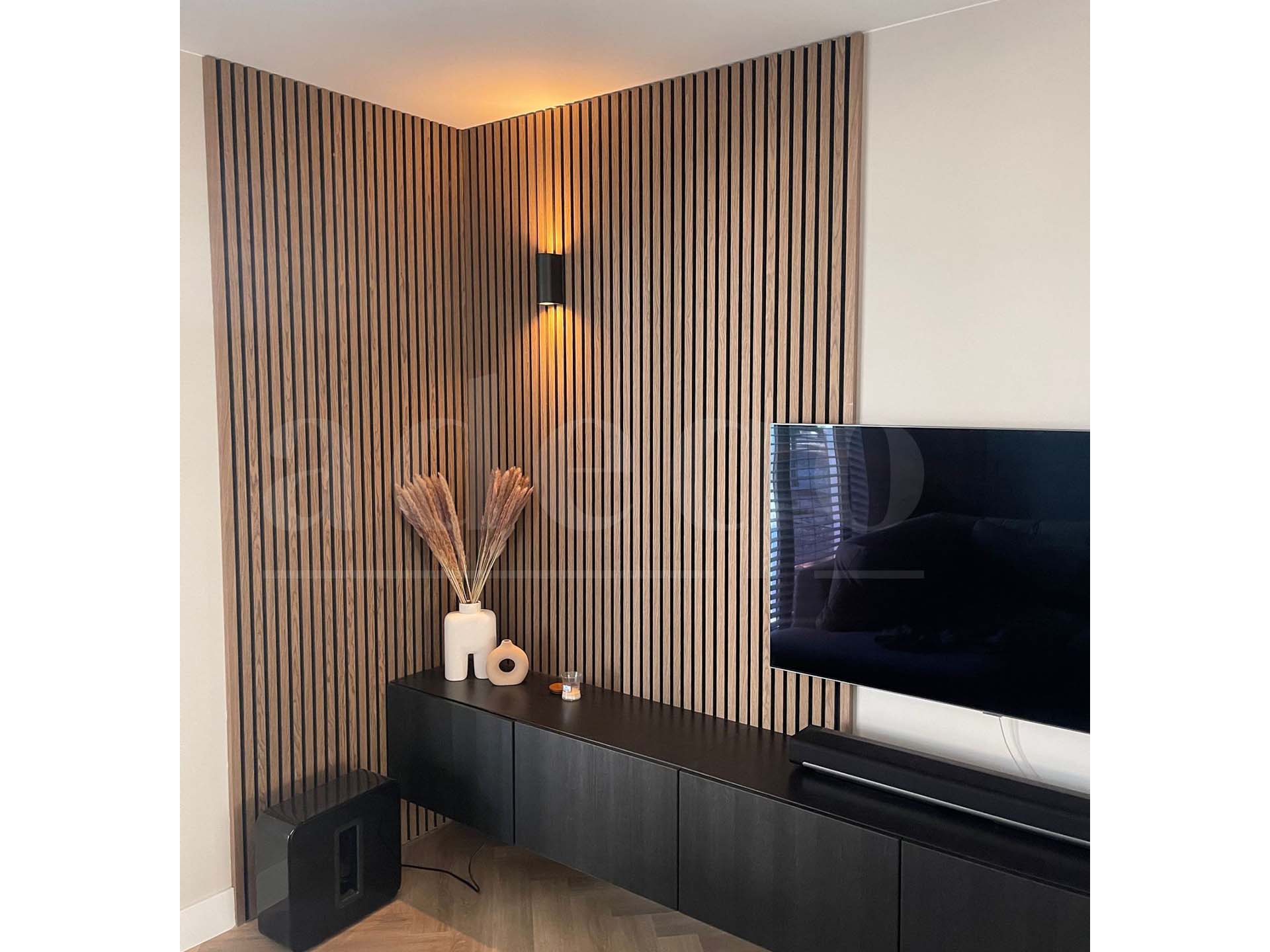 Adeqo Akupanel - Akoestische Wandpanelen - Licht Walnoot 260 x 60 cm - 3 zijdig