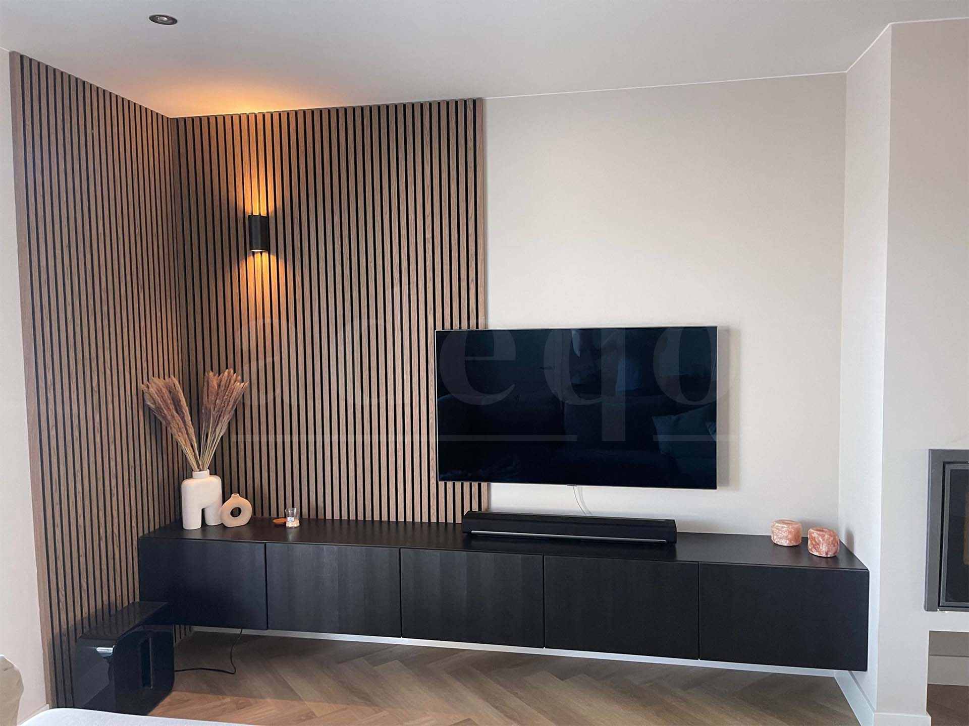 Adeqo Akupanel - Akoestische Wandpanelen - Licht Walnoot 260 x 60 cm - 3 zijdig