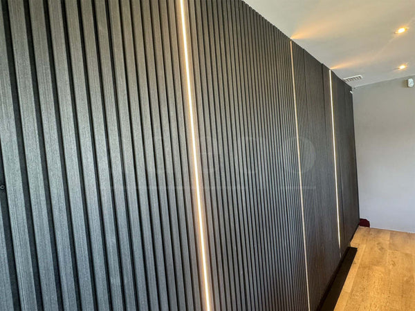 Adeqo Akupanel - Akoestische Wandpanelen - Zwart Eiken 300 x 60 cm - 3 zijdig