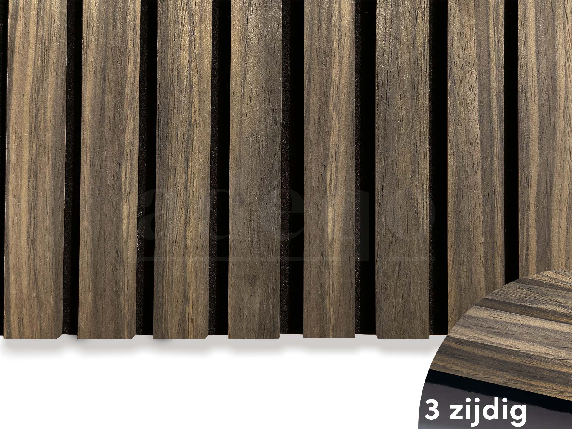 Adeqo Akupanel - Akoestische Wandpanelen - Gerookt Eiken 300 x 60 cm - 3 zijdig
