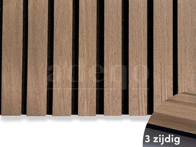 Adeqo Akupanel - Akoestische Wandpanelen - Klassiek Walnoot 260 x 60 cm - 3 zijdig