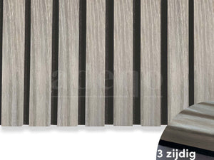 Adeqo Akupanel - Akoestische Wandpanelen - Grijs Eiken 260 x 60 cm - 3 zijdig