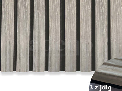 Adeqo Akupanel - Akoestische Wandpanelen - Grijs Eiken 300 x 60 cm - 3 zijdig