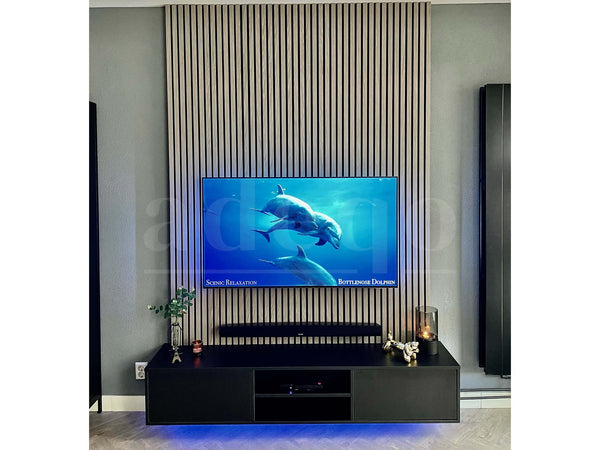 Adeqo Akupanel - Akoestische Wandpanelen - Grijs Eiken 300 x 60 cm - 3 zijdig