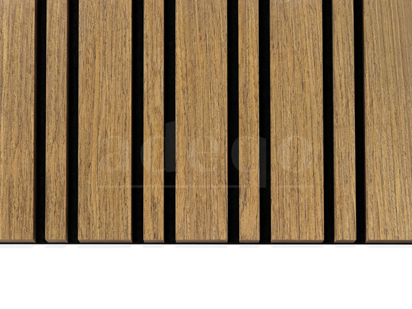 Adeqo Akupanel Wisselende lat - Teak hout 300 x 60 cm - 3 zijdig écht houtfineer - Akoestische Wandpanelen