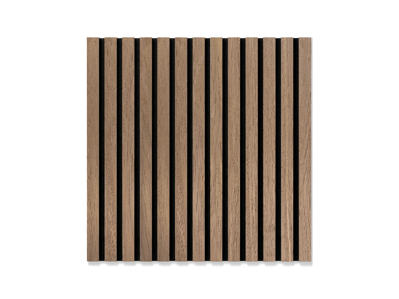 Akoestisch wandpaneel brandwerend 60x60 cm – Klassiek Walnoot op zwart vilt (brandklasse B-s1-d0)