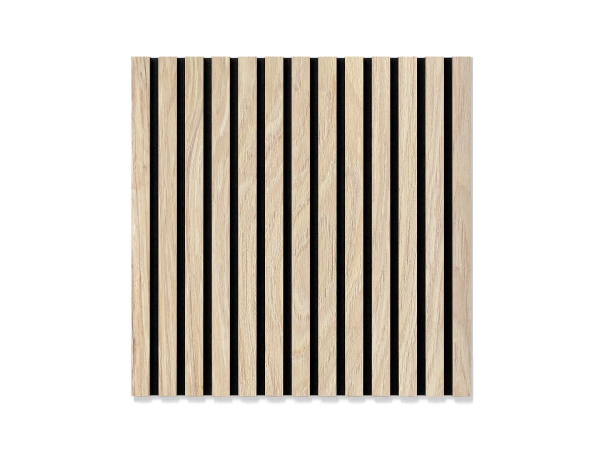 Akoestisch wandpaneel brandwerend 60x60 cm – Natuurlijk Eiken op zwart vilt (brandklasse B-s1-d0)