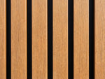 Composiet gevelbekleding in de kleur Teak, rhombusprofiel met zwarte schaduwlijnen