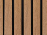 Composiet gevelbekleding in de kleur Teak/Zwart, rhombusprofiel met zwarte schaduwlijnen