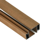 Compolux eindprofiel teak voor composiet gevelbekleding, twee profielen naast elkaar